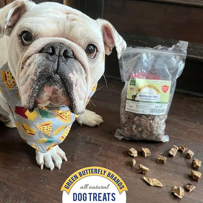 Beef Dog Treats – Made in USA Only – All Natural, Meaty Beef Tips – Premium Slow Roasted American Beef – Grass Fed, Farm Raised – Crunchy, Grain Free Training Treat, 8 Ounces