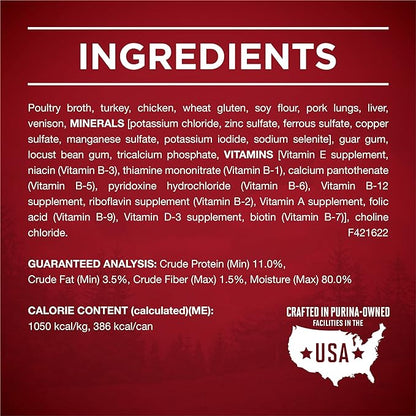 Purina ONE High Protein Wet Dog Food True Instinct Tender Cuts in Dog Food Gravy With Real Turkey and Venison -13 Oz Cans (Pack of 12)