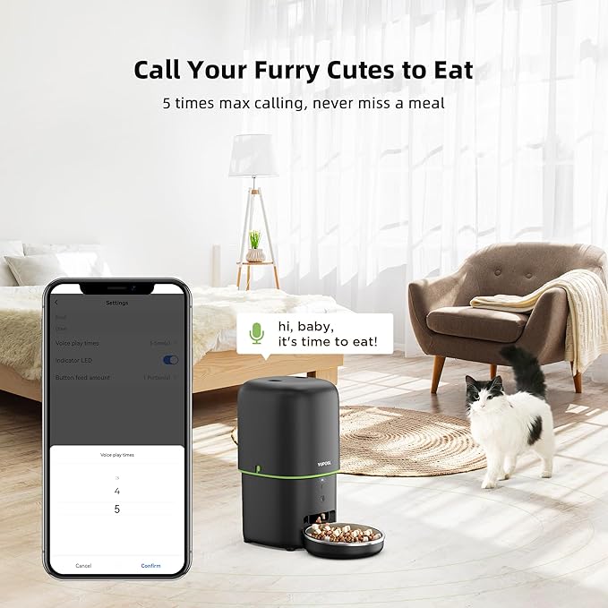 Automatic Cat Feeder WiFi - Easy to Clean 2L/4L WiFi Automatic Cat Feeder for Remote Feeding, Cat Food Dispenser with Lock Feature and Suitable Portion Size, Only 2.4GHz