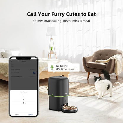 Automatic Cat Feeder WiFi - Easy to Clean 2L/4L WiFi Automatic Cat Feeder for Remote Feeding, Cat Food Dispenser with Lock Feature and Suitable Portion Size, Only 2.4GHz