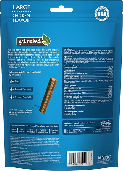 Get Naked Grain Free 1 Pouch 6.6 Oz Skin & Coat Dental Chew Sticks, Large