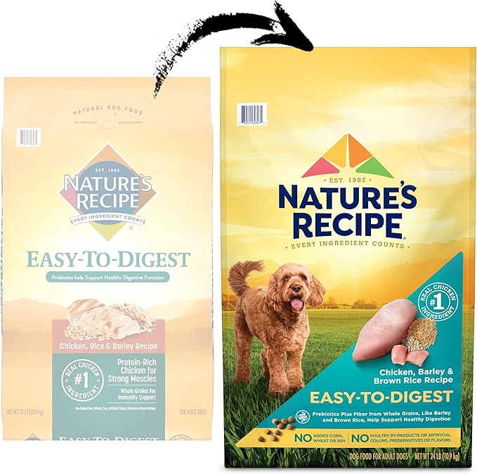 Nature’s Recipe Easy-to-Digest Chicken, Barley & Brown Rice Recipe Dry Dog Food, 24 lb. Bag