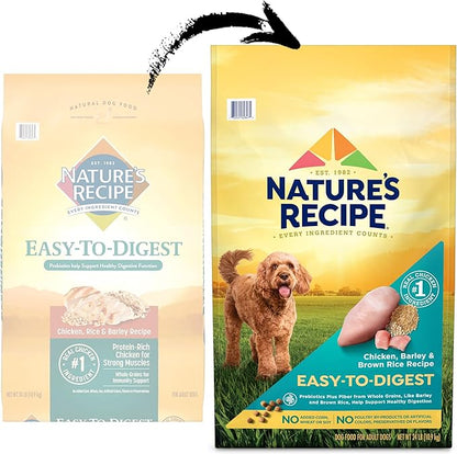 Nature’s Recipe Easy-to-Digest Chicken, Barley & Brown Rice Recipe Dry Dog Food, 24 lb. Bag