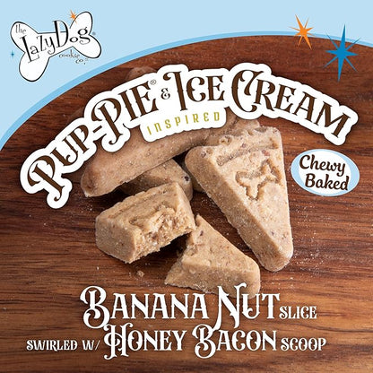 The Lazy Dog Cookie Co. Soft and Chewy Dog Treats, Pie Slice Shaped Dog Cookies, Banana Nut Pup-PIE & Honey Bacon Ice Cream Inspired Flavor, Baked in The USA, 5 oz. (Pack of 1)