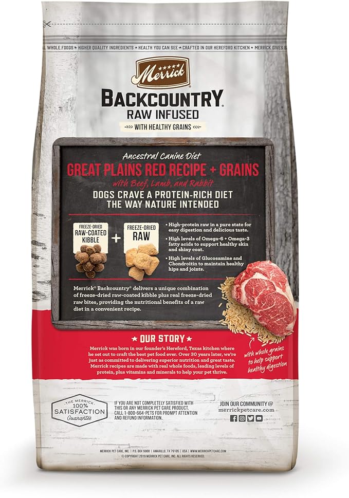 Merrick Backcountry Raw Infused Grain Free & with Healthy Grains Dry Dog Food 20 Pound (Pack of 1)