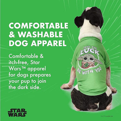 Star Wars for Pets Grogu May The Luck Be with You Dog Tee for St. Patrick’s Day | Star Wars Dog St. Patty’s Shirt for X-Small Dogs | Size Extra Small | Star Wars Dog Clothing and Apparel