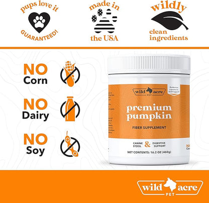 Pumpkin Powder for Dogs - No More Diarrhea or Scoots! - Digestive Puree Treat or Food Topper - Fiber Supplement for Dogs with Prebiotics, 16oz