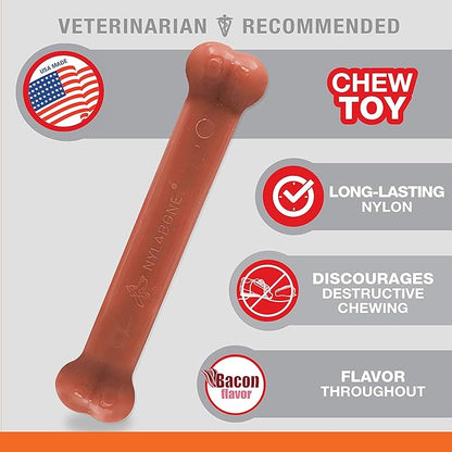 Nylabone Power Chew Classic Bone Chew Toy for Dogs, Durable Dog Toys for Aggressive Chewers, Bacon Flavor, Large/Giant - Up to 50 lbs. (1 Count)
