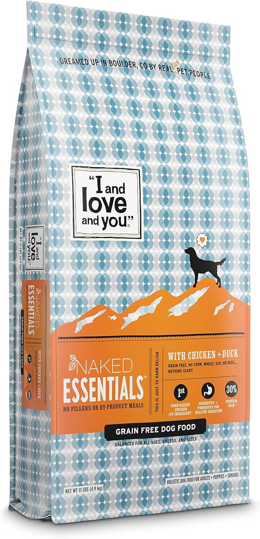 I and love and you Naked Essentials Dry Dog Food - Chicken + Duck - High Protein, Real Meat, No Fillers, Prebiotics + Probiotics, 11lb Bag