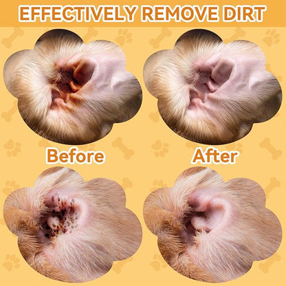 Dog Ear Cleaner Finger Wipes, Ear Cleaner Wipes for Dogs & Cats, Dog Ear Wipes Reduce Earwax Buildup, Ear Wipes for Dogs Soothing Odor, Dog Wipes Remove Dirt & Non-Irritating, 120counts