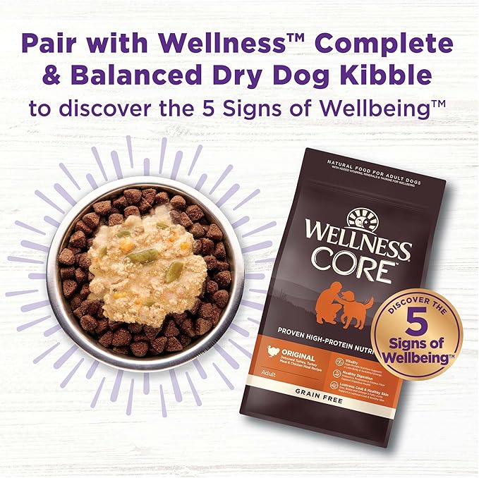 Wellness Bowl Boosters Hearty Toppers, Chicken & Pumpkin Recipe in Savory Bone Broth Dog Food Toppers, 5.5 Ounce Pouch (Pack of 12)