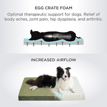 Bedsure Medium Dog Bed for Medium Dogs - Orthopedic Dog Beds with Removable Washable Cover, Egg Crate Foam Pet Bed Mat, Suitable for Dogs Up to 35lbs, Dark Green