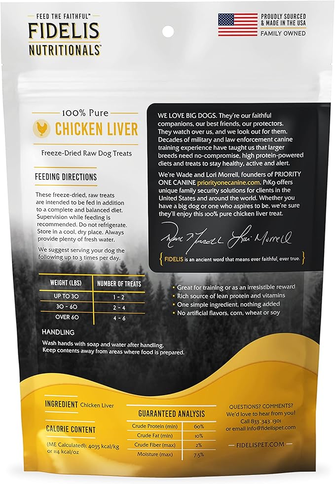 FIDELIS Freeze Dried Dog Treats for Large & Small Dogs - Made with USA Raw Chicken Liver, Single Ingredient, Grain-Free, Gluten-Free (4 oz)