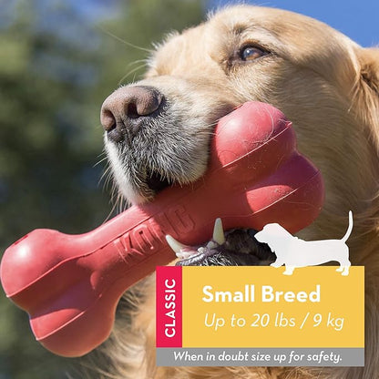 KONG Goodie Bone - Classic Durable Natural Rubber Dog Bone, Supports Mental Engagement - Treat Dispensing - Red - for Small Dogs