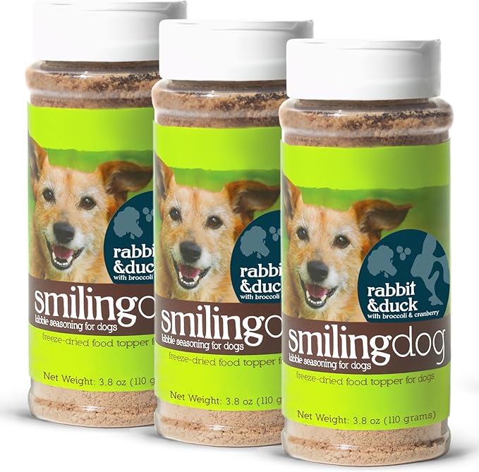 Herbsmith Kibble Seasoning – Freeze Dried Rabbit & Duck – DIY Raw Coated Kibble Mixer - Dog Food Topper for Picky Eaters, 3.8 oz [Bundle x3 Units]
