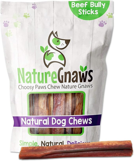 Nature Gnaws Extra Large Bully Sticks for Dogs - Premium Natural Beef Dental Bones - Thick Long Lasting Dog Chew Treats for Aggressive Chewers - Rawhide Free