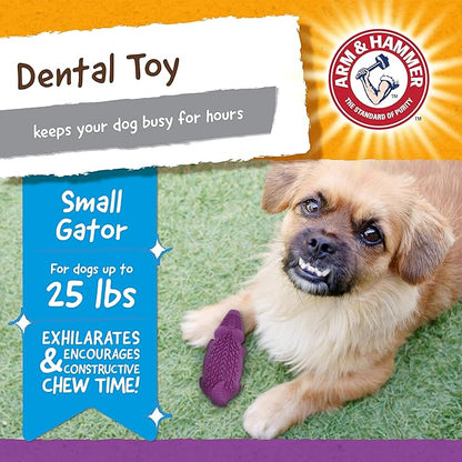 Arm & Hammer for Pets Super Treadz Mini Gator Dental Chew Toy for Dogs | Best Dental Dog Chew Toy | Dog Dental Chew Toys Reduce Plaque & Tartar Buildup Without Brushing | for Dogs up to 25 Lbs