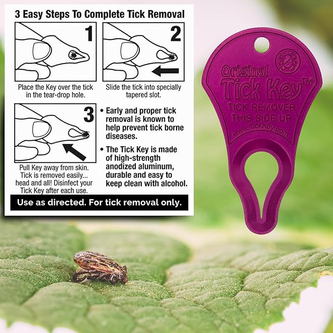 The Original Tick Key -Tick Detaching Device - Portable, Safe and Highly Effective Tick Detaching Tool (Rainbow 7 Pack)