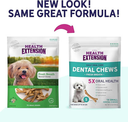 Health Extension Dog Chew Bone Treats, Puppy Training Treat, Medium Sticks for Dental Teeth Cleaning & Breath Freshener, Small (Pack of 14)