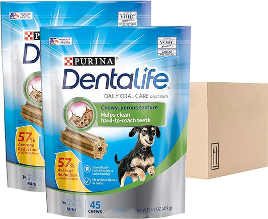 Dentalife DentaLife Oral Care Small and Toy Breed Mini Adult Dog Chew Treats , (Pack of 2) 90 Treats Total