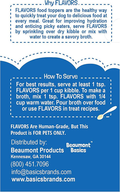 Flavors Food Topper for Dogs, Delicious Seasoning for Dog Food, Natural, Grain-Free Kibble Seasoning and Treat Mix for Picky Dogs and Puppies, White Cheddar Recipe, 3.1-Ounce