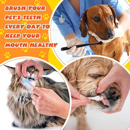 Yinder 12 Pcs Cat Toothbrush Small Dog Toothbrush Mini Head Soft Bristles Dog Tooth Brush Gentle Pet Toothbrush Long Handle Tooth Brush for Puppy Cats Large and Small Dog Dental Care (6 Colors)