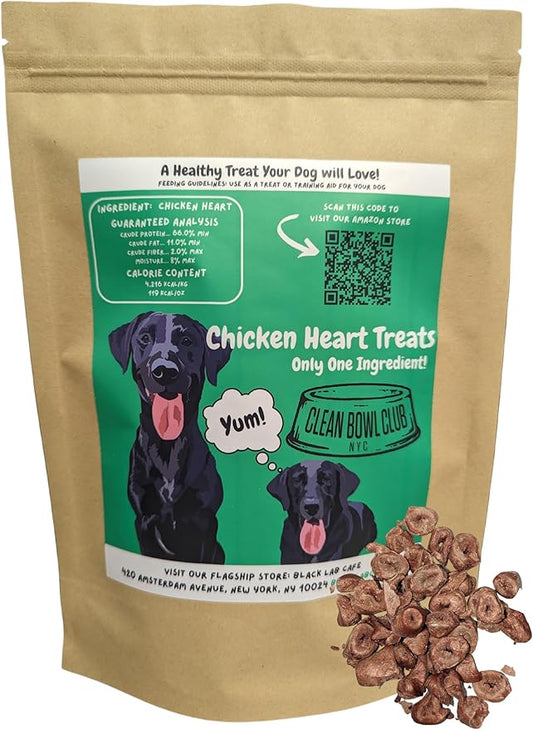 Freeze Dried Chicken Hearts | One Ingredient | High Protein Dog Treat | Grain Free | Made in USA | Net Weight 6 oz
