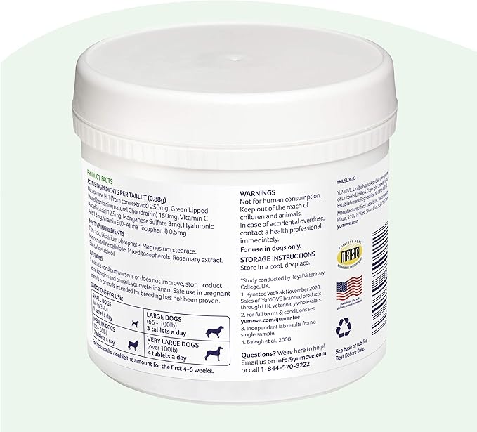 Adult Dog Tablets | for Dogs Aged 5 to 8 | Dog Hip and Joint Supplement with Glucosamine, Hyaluronic Acid & Green Lipped Mussel, Perfect for Adult Dogs (300 Tablets)