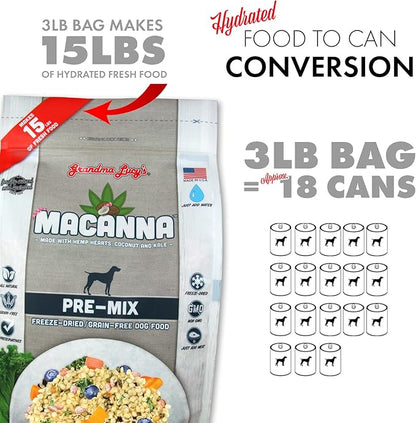 Grandma Lucy's Macanna Dog Food, Grain Free and Freeze-Dried - Pre-Mix, 3Lb Bag