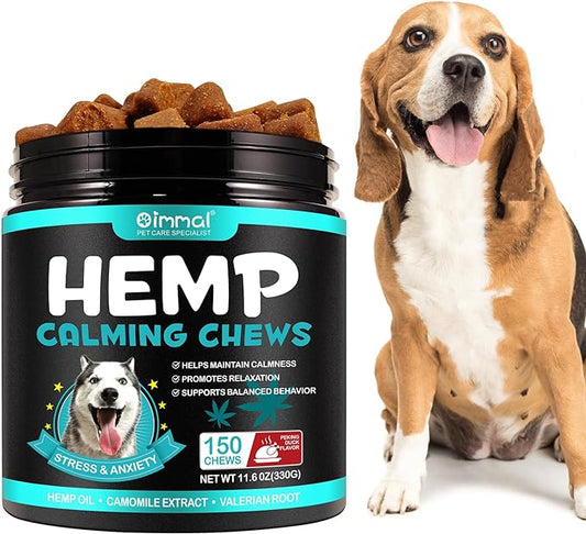 Hemp Calming Chews for Dogs 150 Count (11.6 oz), Dog Calming Treats, Helps with Dog Anxiety, Separation, Barking, Stress Relief, Melatonin for Dogs, Sleep Calming Aid, for All Breeds & Sizes