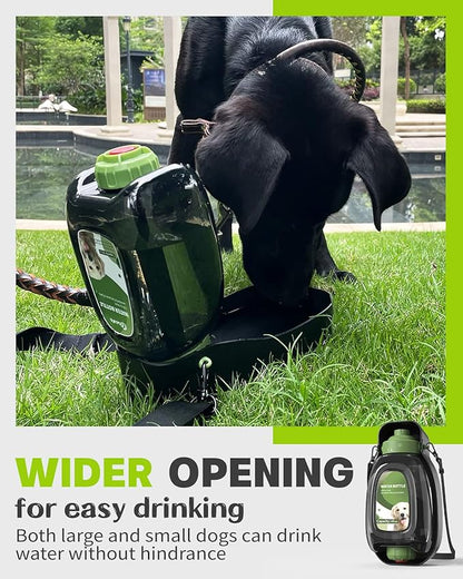 Dog Water Bottle, 45 oz Leak Proof Portable Pet Water Dispenser for Dogs, Foldable Dog Water Bottle with Water Bowl, Large Size Dog Travel Water Bottle for Dogs Hiking, Training - Green