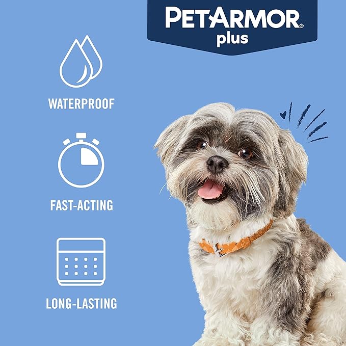 PetArmor Plus Flea and Tick Prevention for Dogs, Dog Flea and Tick Treatment, 12 Doses, Waterproof Topical, Fast Acting, Small Dogs (5-22 lbs)