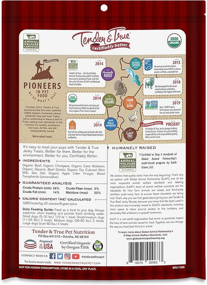 Tender & True Pet Nutrition Organic Beef Jerky Treats (71005)