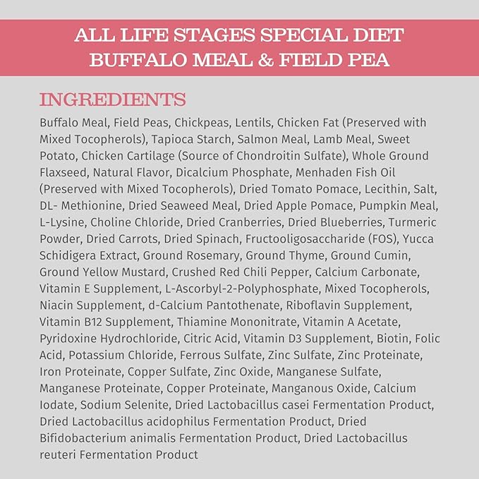 Blackwood Special Diet All Life Stages Dry Dog Food, 15Lb., Buffalo Meal & Field Pea Recipe, with Superfood Ingredients, Grain Free Dog Food