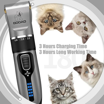 Cat Clippers for Matted Hair, Cat Grooming Kit, Cordless Cat Shaver for Long Hair, Low Noise Paw Trimmer, Cat Hair Trimmer for Grooming,Quiet Pet Hair Clippers Tools for Cats Dogs (Gray)