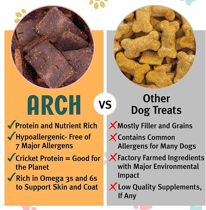 Arch Skin & Coat Dog Treats | Omega-Rich, Hypoallergenic, Made in The USA, Gluten-Free, Eco-Friendly | High Protein, Natural High Value | Sensitive Stomach Approved | Itch Relief, Healthy Coat Support