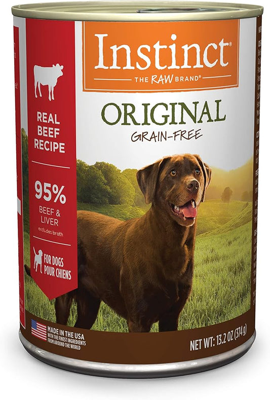 Instinct Original Grain Free Real Beef Recipe Natural Wet Canned Dog Food, 13.2 oz. Cans (Case of 6)