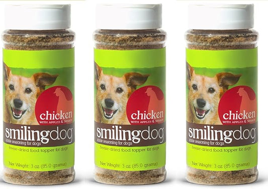 Herbsmith Kibble Seasoning – Freeze Dried Chicken – DIY Raw Coated Kibble Mixer - Dog Food Topper for Picky Eaters, 3 oz [Bundle x3 Units]