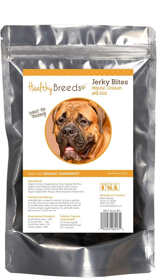 Healthy Breeds Bullmastiff Jerky Bites Chicken & Rice Recipe Dog Treats 5 oz