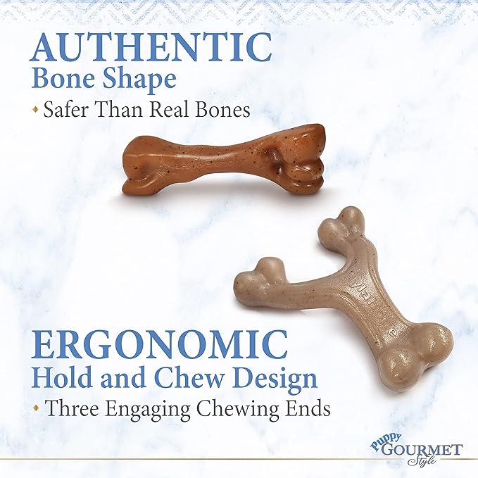 Nylabone Puppy Gourmet Style Strong Chew Toy Bacon, Peanut Butter Small/Regular (2 Count)