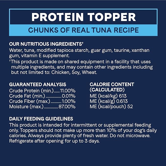 CANIDAE Pure Protein Topper Wet Dog Food, Chunks of Real Tuna in Gravy Recipe, 3 oz. (Case of 12)
