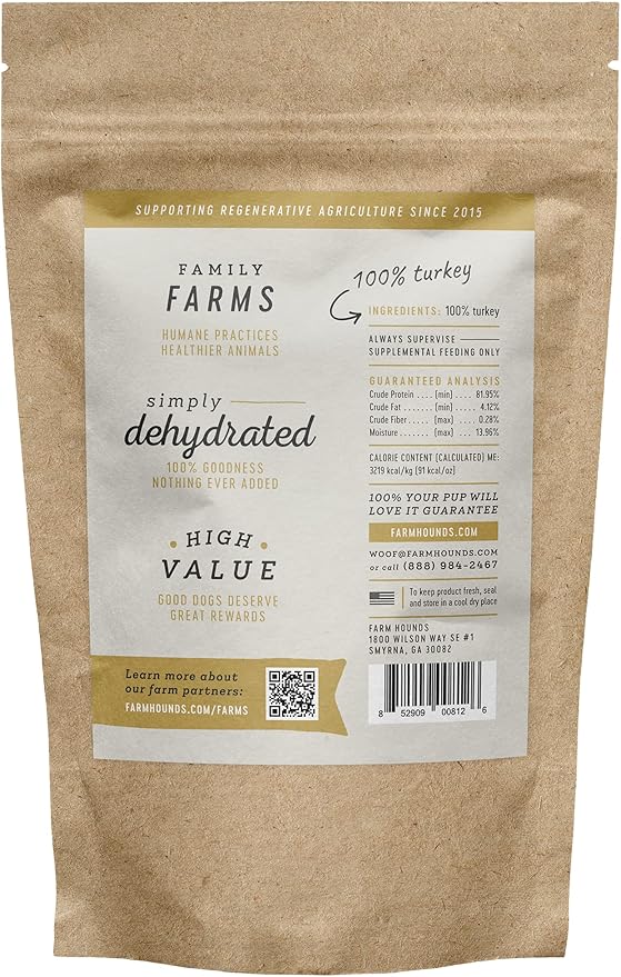 Farm Hounds Turkey Jerky Dog Treats, Premium, Natural & Healthy Jerky Treats for Small, Medium & Large Dogs, Made In USA, Turkey Treat, 3.5oz
