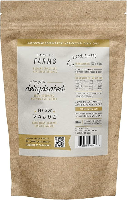 Farm Hounds Turkey Jerky Dog Treats, Premium, Natural & Healthy Jerky Treats for Small, Medium & Large Dogs, Made In USA, Turkey Treat, 3.5oz