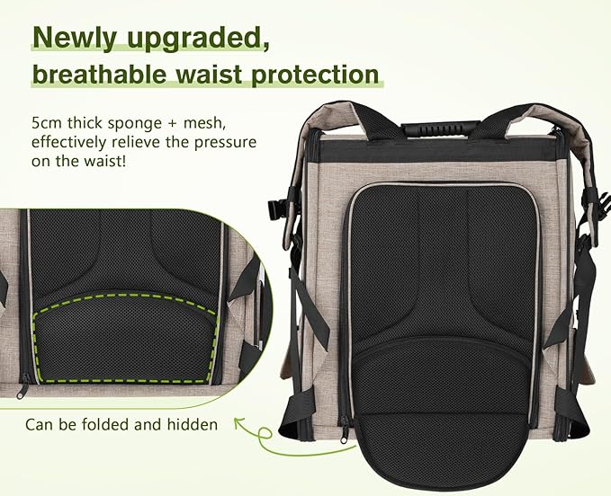 Pecute Pet Carrier Backpack, Large Cat Carrier Backpack, Expandable Cat Backpack with Breathable Mesh for Medium Large Cats, and Small Dogs, Dog Backpack Carrier for Travel Hiking Khaki