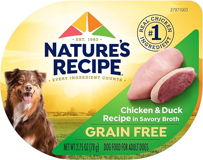Nature's Recipe Grain Free Wet Dog Food, Chicken & Duck Recipe, 2.75 Ounce Cup (Pack of 12)