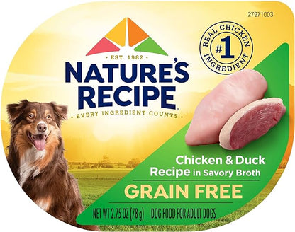 Nature's Recipe Grain Free Wet Dog Food, Chicken & Duck Recipe, 2.75 Ounce Cup (Pack of 12)