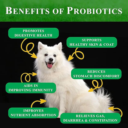 Probiotics for Dogs | All-Natural Dog Probiotic Supplement with Enzymes, Prebiotics, Pumpkin | Promote Digestive Health, Improve Allergy & Immunity, 90 Count (Pack of 1)