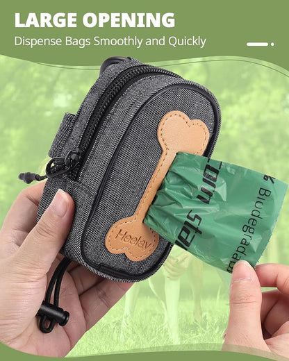 Dog Poop Bag Holder, Hands Free Cute Dog Poop Bag Dispenser for Leash with Big Opening Pet Waste Bag Holder Zippered Pouch with Carabiner Hook Velcro Waterproof Pet Poop Bag Holder(Doggy Bag Excluded)
