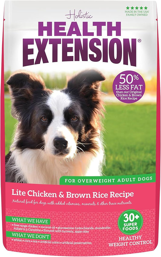Health Extension Weight Control Dry Dog Food, Natural Food for Overweight Adult Dogs with added Vitamins & Mineral, Lite Chicken & Brown Rice Recipe (4 lbs / 1.8 kg)