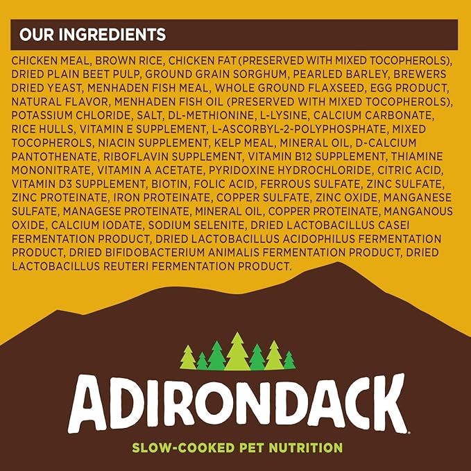 Adirondack Pet Food Adirondack Puppy Food for Puppies and Performance Dogs Made in USA [Natural Dog Food for All Breeds and Sizes], Chicken Meal & Brown Rice Recipe, 25 lb. Bag, Model Number: 00802